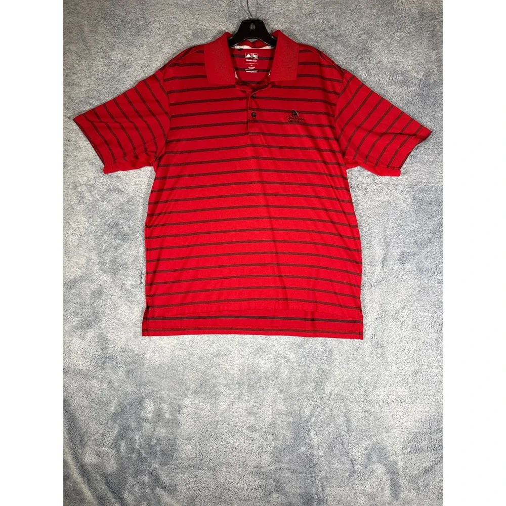 Adidas Golf Mens ClimaCool Red Striped Polo Shirt Conestoga Golf Club Size‎ M